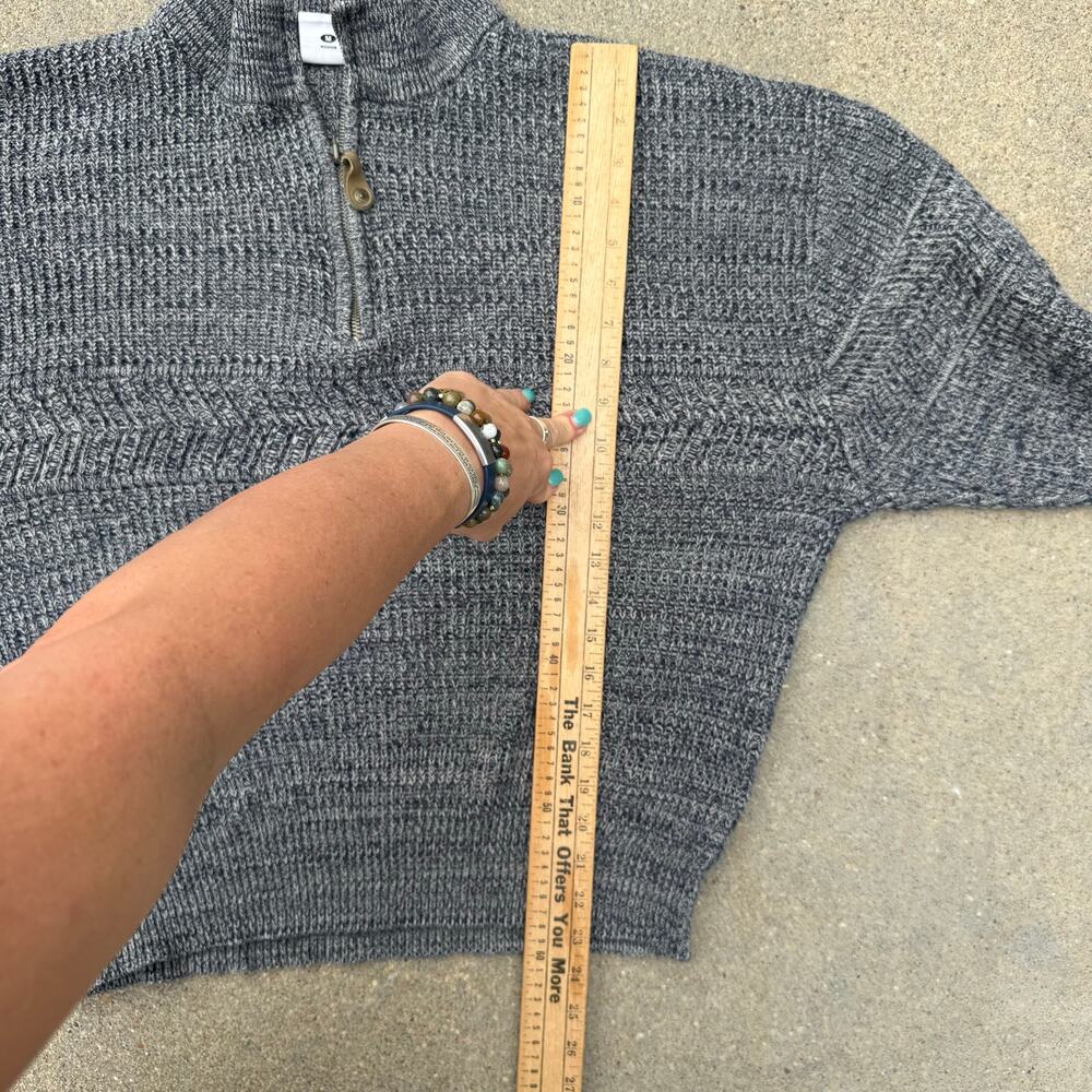 Vintage 90s Columbia Knit 1/4 zip sweater gorpcore gray 100% Cotton MEDIUM - Picture 9 of 10